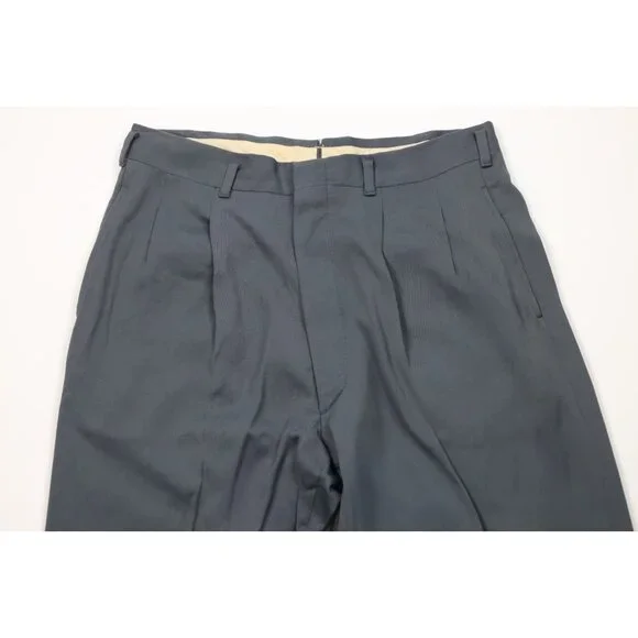 Vintage 50s Streetwear Mens 32x31 Rayon Gabardine Wide Leg Chino Pants Gray USA